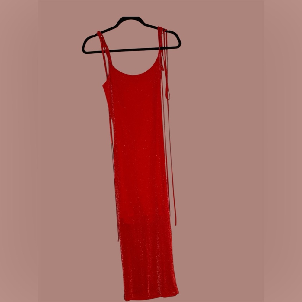 Red backless dress